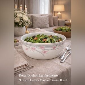 Royal Doulton Lambethware “Fresh Flowers Mayfair” Serving Bowl – 9.2”